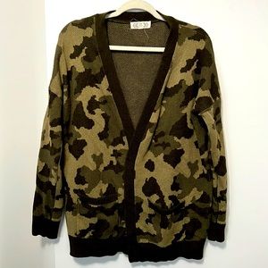 PINK ROSE | Camouflage Cardigan W/ Pockets